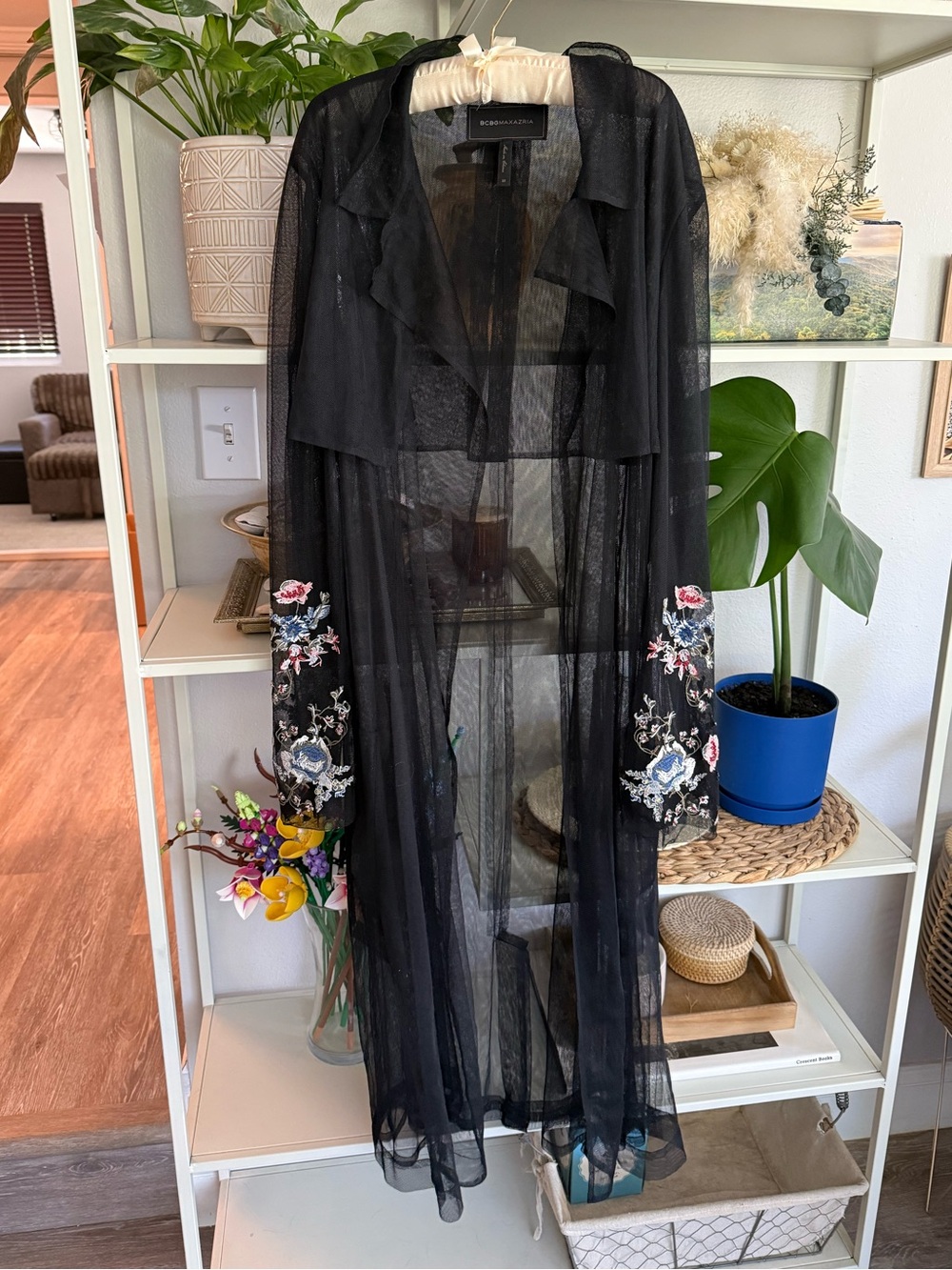 BCBGMaxAzria Black Sheer Mesh Layering Piece